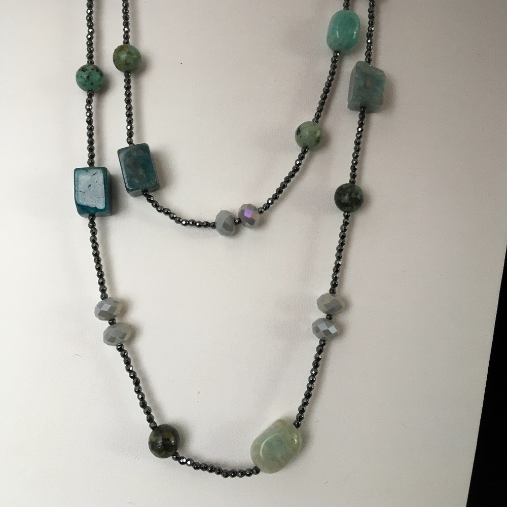 Multi colored jade single strand necklace